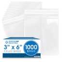 Spartan Industrial - 3" X 6" (1000 Count) Crystal Clear Resealable Cello Bags - Polypropylene Poly Bags for Jewelry, Treats, Party Favors - Self Seal