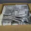 YOUBET 700PCS Silver Plastic Plates - White and Silver Disposable Plates - Silvery Plastic Dinnerware Set - Include 200 Plates, 300 Heavy Duty Silverware, 100 Cups and 100 Napkins for Wedding & Party