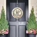 Easter Wreaths,SWEKKE Easter Wreath for Front Door, Wooden Easter Bunny Egg Decor Door Sign Wreath 12 Inch, Easter Welcome Door Sign Happy Easter Decorations, Easter Flower Rabbit Welcome Door Sign (Green,gray)