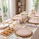 bUCLA 150PCS Pink Plastic Plates - Pink and Gold Disposable Include 25 Each (Dinner & Dessert) Plates, 25 Knives, 25 Forks, 25 Spoons and 25 Cups, Ideal for Party, Wedding & Mother's Day