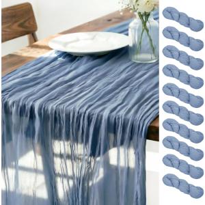 Blue Cheesecloth Table Runner Fall Boho Wedding Birthday Home Decor, 10ft 10Pack