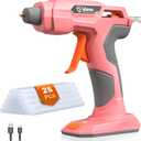 GoGonova Glue Gun, 20s Fast Preheating Anti-drip Cordless Glue Gun, 2Ah USB-C Rechargeable Hot Glue Gun with 25 Pcs Mini Glue Sticks Set, Smart Power-Off (Pink-25)