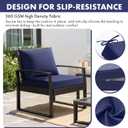 MIULEE Navy Outdoor Chair Cushion 24x24 Inch for Patio Furniture Linen Textured Waterproof & 3 Year Color Fastness Seat and Back Couch Cushion with Ties No Slip Design