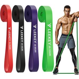 LEEKEY Resistance Bands for Working Out, Exercise Bands with Door Anchor,Pull Up Assistance Bands for Men and Women- Strength Bands for Fitness Training, Physical Therapy,Home Workouts (15-125LBS COLOR)