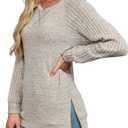 JomeDesign Long Sleeve Shirts for Women Crew Neck Sweatshirts Lightweight Sweaters Side Split Loose Casual Blouses (S)