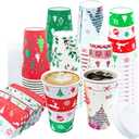 36 PCS Christmas Disposable Coffee Cups, 16 OZ Christmas Winter Party Paper Cups with Lids and Sleeves, To Go Coffee Cups for Hot and Cold Drinks, Winter Xmas Party Supplies Decorations