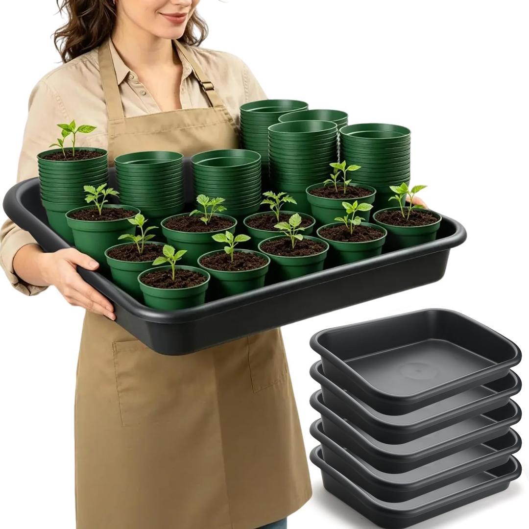 5 Pack Plant Potting Trays -23"x16.5"x4.3" Multifunctional Garden Tidy Tray, Large-23"x17"x4.3"