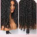 ASHINE Half Wig Human Hair Burmese Curly 180% Density Wear and Go Glueless Wig for Women Flip Over Natural Black 22 Inch with Clips and Drawstring