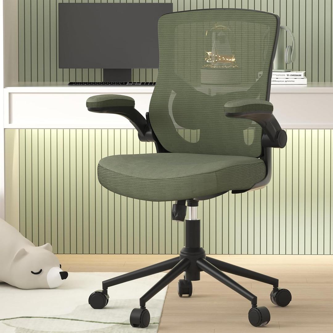 Office Chair, High Back Desk Chair Adjustable Height and Ergonomic Design Home Office Computer Chair Executive Lumbar Support Padded Flip-up Armrest Swivel Task Chair (Hunter Green)