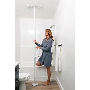 Stander Wonder Pole Lite, Adjustable Floor to Ceiling Safety Grab Bar with Security Support Handle for Fall Prevention, Tension Mounted Transfer-Pole for Adults, Seniors, and Elderly, White