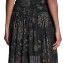 BCBG Women's Strapless Round Neck Floral Drop Waist Maxi Dress, Black/Gold, 12