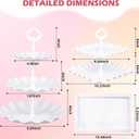 12-Pack Dessert Table Display Set, 6 Cupcake Stands and 6 Dessert Trays, Plastic Dessert Display Stands and Cake Stand, Treat Table Displays Set for Wedding, Baby Shower, Tea Party (White)