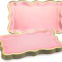 Havawish 24 Pcs 9" x 13" Rose Gold Disposable Paper Serving Trays with Gold Rim Border Paper Plates for Dinner Cookie Cake Dessert Holiday Party Supplies