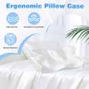 2 Pcs Satin Pillowcase for Cervical Pillow, White Silky Cervical Pillow Case Contour Pillow Case Cover with Zipper, Smooth Ergonomic Pillowcase for Neck Pillow Cover