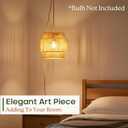 11.8" Boho Jute Plug in Pendant Light, Handwoven Natural Hanging Lamp Plug in with Dimmable Light Switch, Wicker Hanging Light Fixture for Bedroom Living Room Kitchen (No Bulb Included)