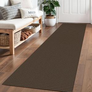 Braided Runner Rug 2x6 Ft Washable Runners for Hallways Non Slip Rubber Backed Kitchen Runners Cotton Entryway Runner Indoor, Woven Floor Carpet for Hall Kitchen Bedroom, Brown