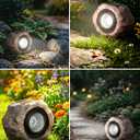 4 Pack Solar Rock Lights Outdoor, Angle Adjustable Solar Lights Outdoor Waterproof, LED Solar Garden Lights, Auto On/Off Landscape Lighting for Yard Pathway Patio Flower Bed - White Glow (Stone Brown)