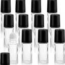12 Pcs 30ml/1oz Roll On Bottles Empty Essential Oil Roller Bottle Clear Glass Bottle with Plastic Roller Ball & Black Lid for Perfume Cosmetic Oils