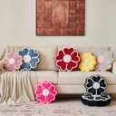 Flower Shaped Decorative Throw Pillow Cushion for Bed Couch, Cute Flower Plush Throw Pillows Home Decor Floor Pillow Seating Cushions (Yellow, 13.7 Inches)