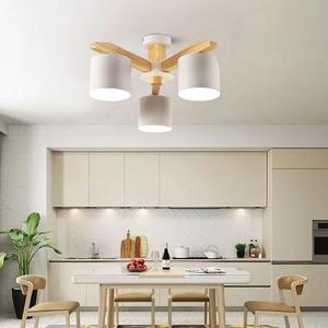 3 Light Modern Ceiling Pendant Light 24 Inch Wood Recessed LED Ceiling Light Flush Mount Pendant Lighting Living Room, Bedroom, Foyer, E26 White Proximity Ceiling Light Fixture