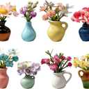 8 Pack Ceramic Mini Vase Fridge Magnets with Artificial Flowers, Cute Magnetic Vase Decor for Locker Office Home, Ideal Gift
