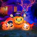 8FT Long Halloween Inflatable Outdoor Decorations, Pumpkin Decorations with Build-in LED Lights, Blow Up Jack-o-Lantern for Indoor Outdoor Halloween Party, Yard, Garden, Lawn