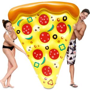 JOYIN Giant Inflatable Pizza Slice Pool Float, Fun Pool Floaties, Swim Party Toy, Summer Pool Raft (1 Pack), Extra Large with Cup Holders