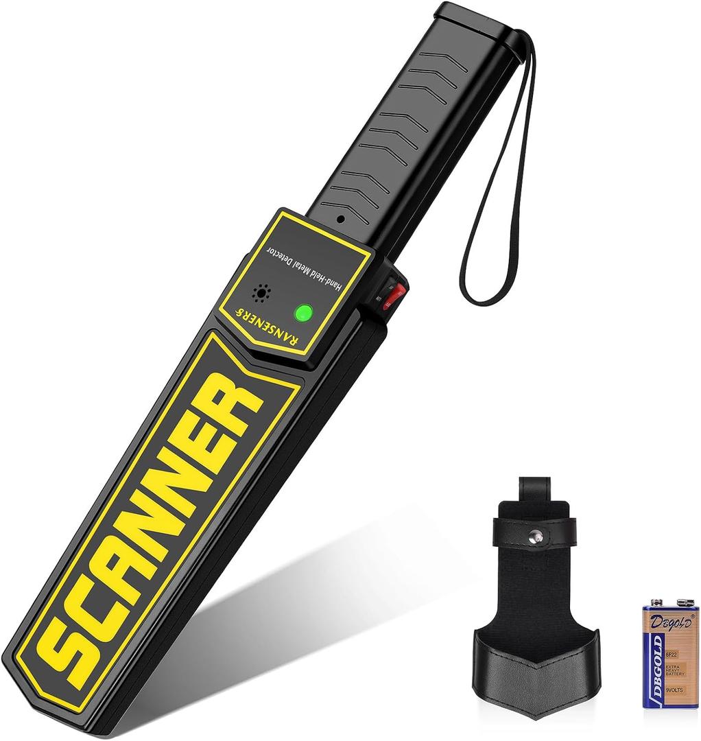 RANSENERS Handheld Metal Detector Wand,Security Wand,Portable Adjustable Sound & Vibration Alerts, Detect All Metal Products (Include Battery)