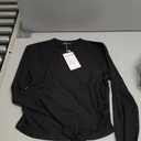 PRETTYGARDEN Women's Long Sleeve Crop Tops Y2K Spring Fall Fashion Clothes Basic Slim Fit Tee Shirts Blouse, Black 
S