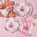 175PCS Pink Princess Birthday Party Decorations, Pink Four Ever a Princess Plates and Napkins Party Supplies, Scalloped Castle Paper Plates Disposable for Baby Shower Girl Birthday Party Decorations