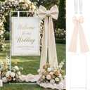 LEIFIDE Wedding Welcome Sign Stand with Giant Bow Adjustable Wedding Sign Holder with 2 Leather Hanging Straps Seating Chart Easel for Birthday Bridal Shower Home Party Decor(White)