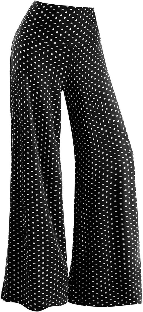 Arolina Women's Stretchy Wide Leg Palazzo Lounge Pants Casual Comfy High Waist Palazzo Pants (XX-Large, Polka Dot)