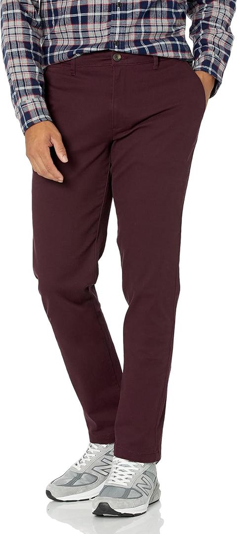 Amazon Essentials Men's Skinny-Fit Casual Stretch Chino Pant (40W x 32L, Burgundy)