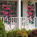 Suncalla 8 Pcs 3.3ft Artificial Hanging Rose Vine Fake Rose Flowers with Green Leaves Silk Hanging Plants Garland for Home Garden Wedding Party Mother's Day Indoor Outdoor Decor