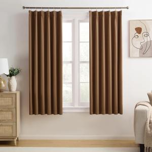 Cappuccino Brown Curtains 40x63 Inches Long 2 Panels Set, Pinch Pleated Thermal Insulated Blackout Room Darkening Curtain for Living Room,Window Draperies with Hooks