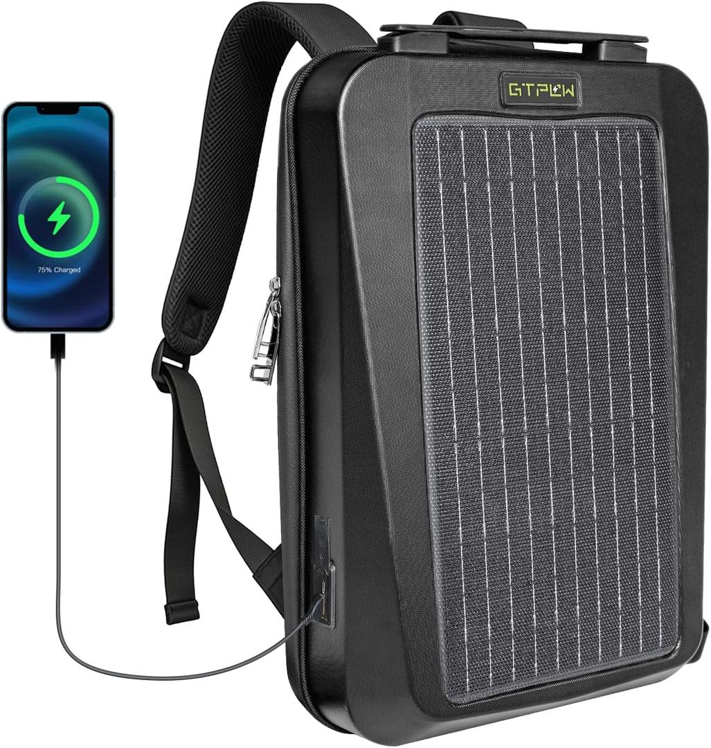 Ultra-Portable 13W EVA Hard-Shell Solar Backpack with Built-in Solar Panel, Combination Lock, 15L Storage & Breathable Back Support for Laptops, Tablets, Hiking, and Travel, Small