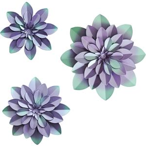 FTIJKLYE Metal Flower Wall Art,Floral wall decor Multiple Layer Decor for Indoor Outdoor Home Bedroom Living Room Office Garden(colorful)