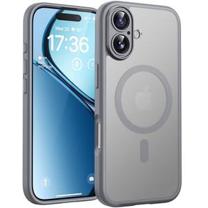TOCOL for iPhone 17 Case, Full Camera Protection, Built-in Magnetic Ring, Compatible with Magsafe Charger, Drop Protection, Translucent Matte Phone Case for iPhone 17, 6.3 inch (Gray)