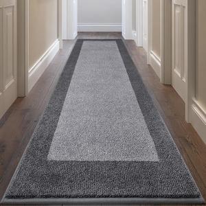 Machine Washable Runner Rug 32" x 96", Non Slip Kitchen Mat for Floor, Absorbent Entryway Rug for Kitchen, Bedroom, Living Room, Hallway, Door (Roll Packing) (Grey)