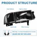 Headlights Compatible with 1994-2001 Dodge Ram 1500/1994-2002 Dodge Ram 2500 3500(DON'T Fit SPORT & Ram VAN Models) Clear Reflector Black Housing