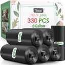 Teivio Trash Bags, 8 Gallon, 330 Count, Black, for Bathroom, Office, Industrial, Commercial, Janitorial, Municipal, Recycling