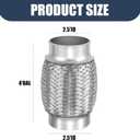 Yaocom 2pcs 2.5'' X 4'' Exhaust Pipe Stainless Steel Double Braid Long Exhaust Pipe for Heavy Duty and Cars