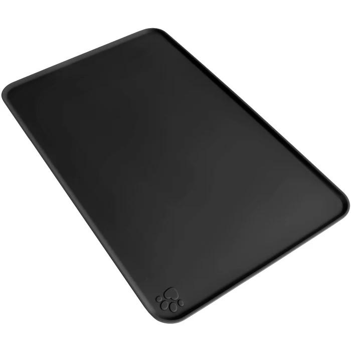 Hoki Found Silicone Pet Food Mats Tray - Non Slip Pet Bowl Mats Placemat - Dog Cat Feeding Mat - Waterproof Dog Food Mats -Pet Water Mats for Floors -Black