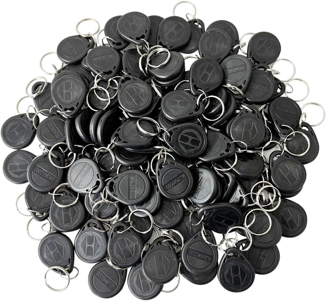 ETEKJOY 100 PCS 125KHz RFID Key Fob Proximity ID Card Token Tag Keypad Card for Door Entry Access Control System for Security Lock Wholesale, Read-Only (Black)