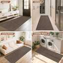 BEQHAUSE Dirt Trapper Door Mat 32" x 72", Doormat Non-Slip Entryway Rugs Washable, Dog Door Mat Stain Resistant and Absorbent Welcome Floor Mat for Front Back Door, Mud Wet Shoes & Paws, Light Brown