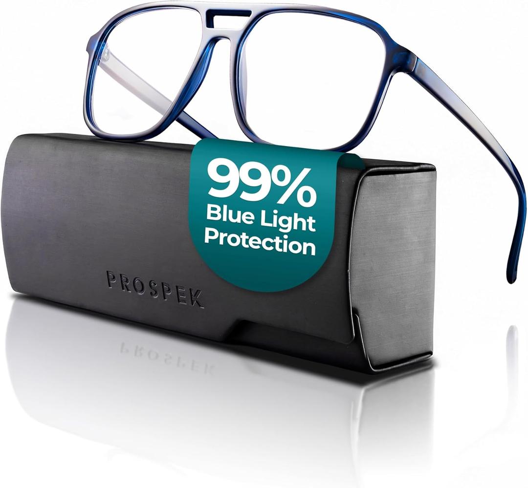 Prospek Blue Light Glasses Reading for Men and Women, For Computer Use, Blue Light Protection, Clear Lens 0 to +3.0 Diopters