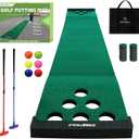 Crestgolf Mat Game Set Green Mat, Putting with 2 Adjustable Putters, 6 Golf Balls,12 Golf Hole Covers for Indoor&Outdoor Short Game Office Party Backyard Use