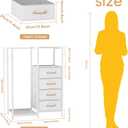 Dresser for Bedroom with Clothes Hanging Rack, Reversible Bedroom Dresser with 4 Fabric Drawers, 2-in-1 Storage Chest of Drawers with Storage Shelves & Hooks, Sturdy Frame, 44''H (White), 11.8"D x 29.5"W x 44"H