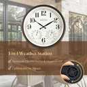 Presentime & Co 16" Farmhouse in/Outdoor Clock, Wall Clock & Weather Station, Weather Thermometer, Wall Décor and Timepiece for Farmhouse Decoration, Oil Rubbed Bronze Finish