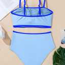 Herseas Women's 2 Pieces Colorblock Bikini Sets Square Neck Swimsuit Adjustable Spaghetti Straps Bathing Suit (L)